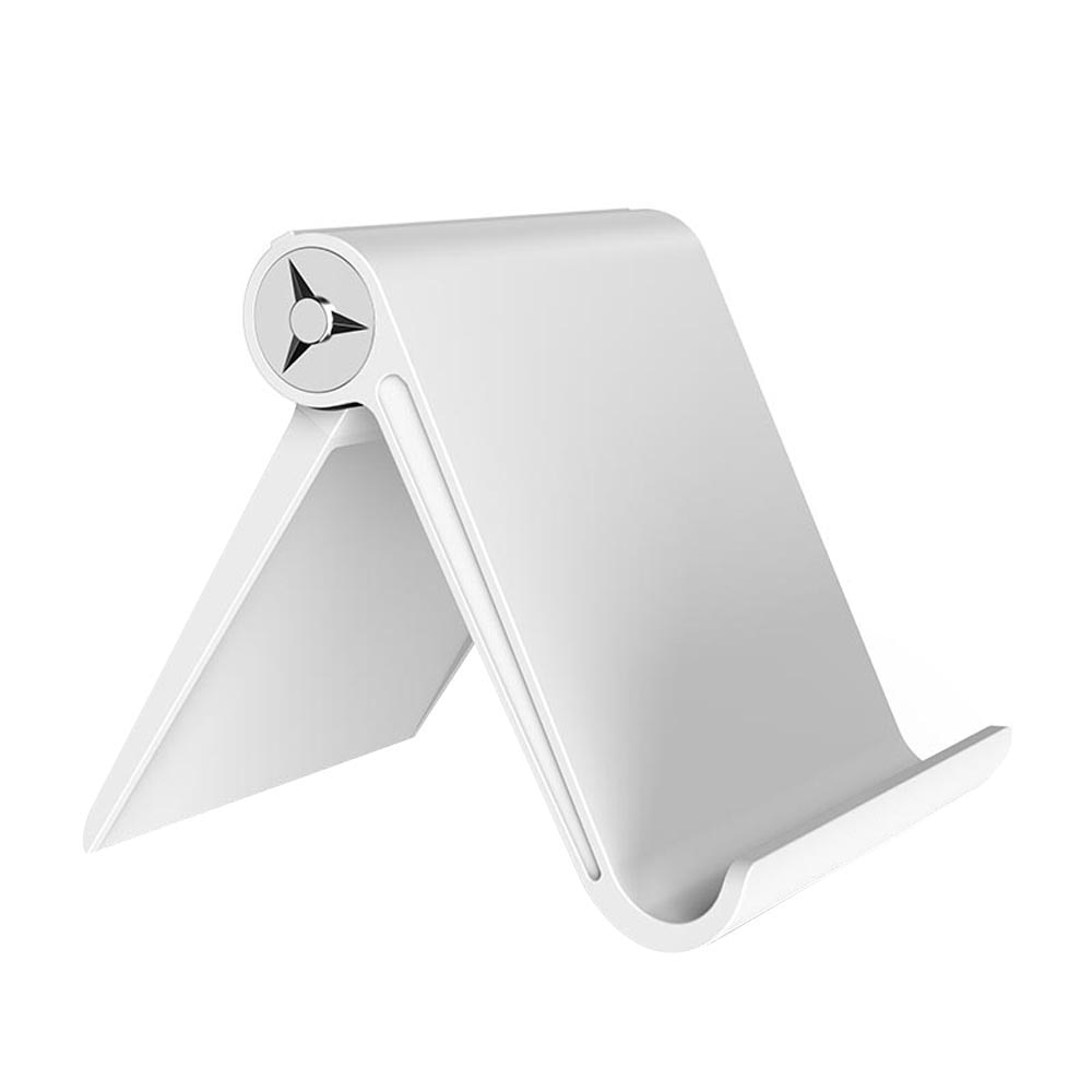 Suport universal de birou, pentru telefon sau tableta, Getihu, contine banda silicon anti alunecare, se modeleaza la unghi 0 - 100 grade, alb