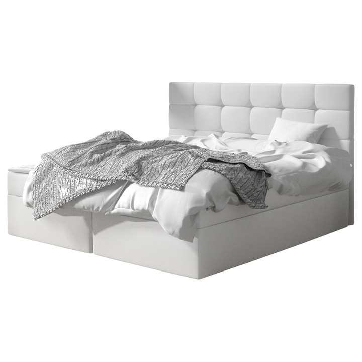 Pat boxspring Cinema 180x200, MIRJAN 24, alb, 183x206x112 cm