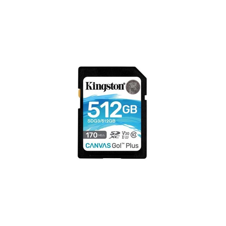KINGSTON 7301571 Kingston 512GB SD Canvas Go Plus (SDXC Class 10 UHS-I U3) (SDG3/512GB) memória kártya