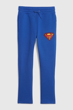 GAP, Pantaloni sport cu snur si detaliu cu supererou, Albastru royal GAP, Pantaloni sport cu snur si detaliu cu supererou, Albastru royal