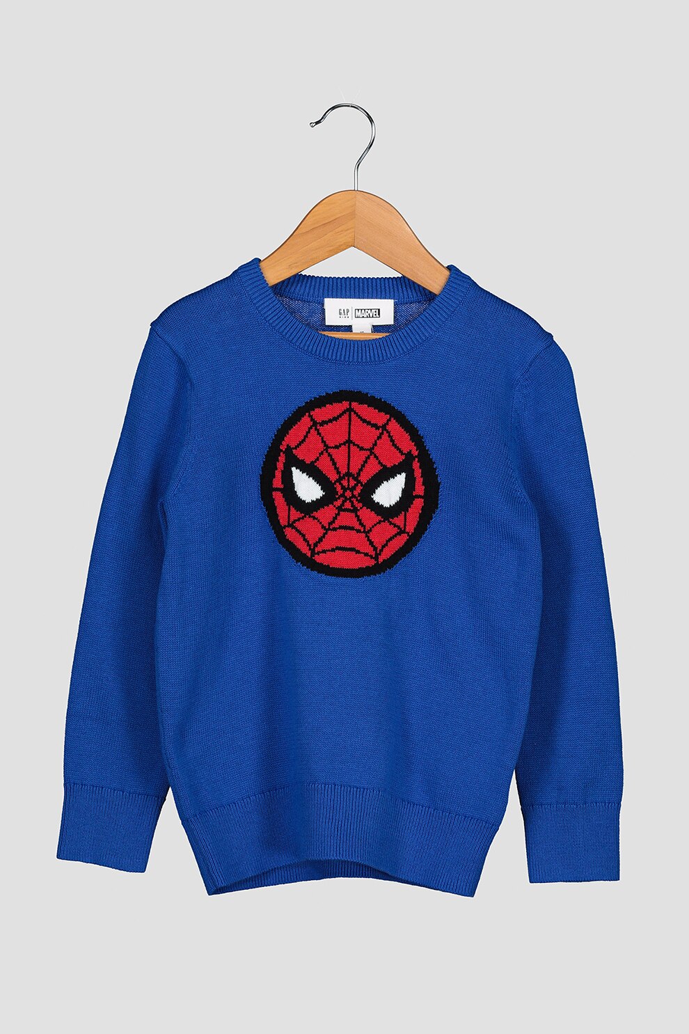 GAP, Pulover cu decolteu la baza gatului si model cu supererou, Albastru, 150 CM