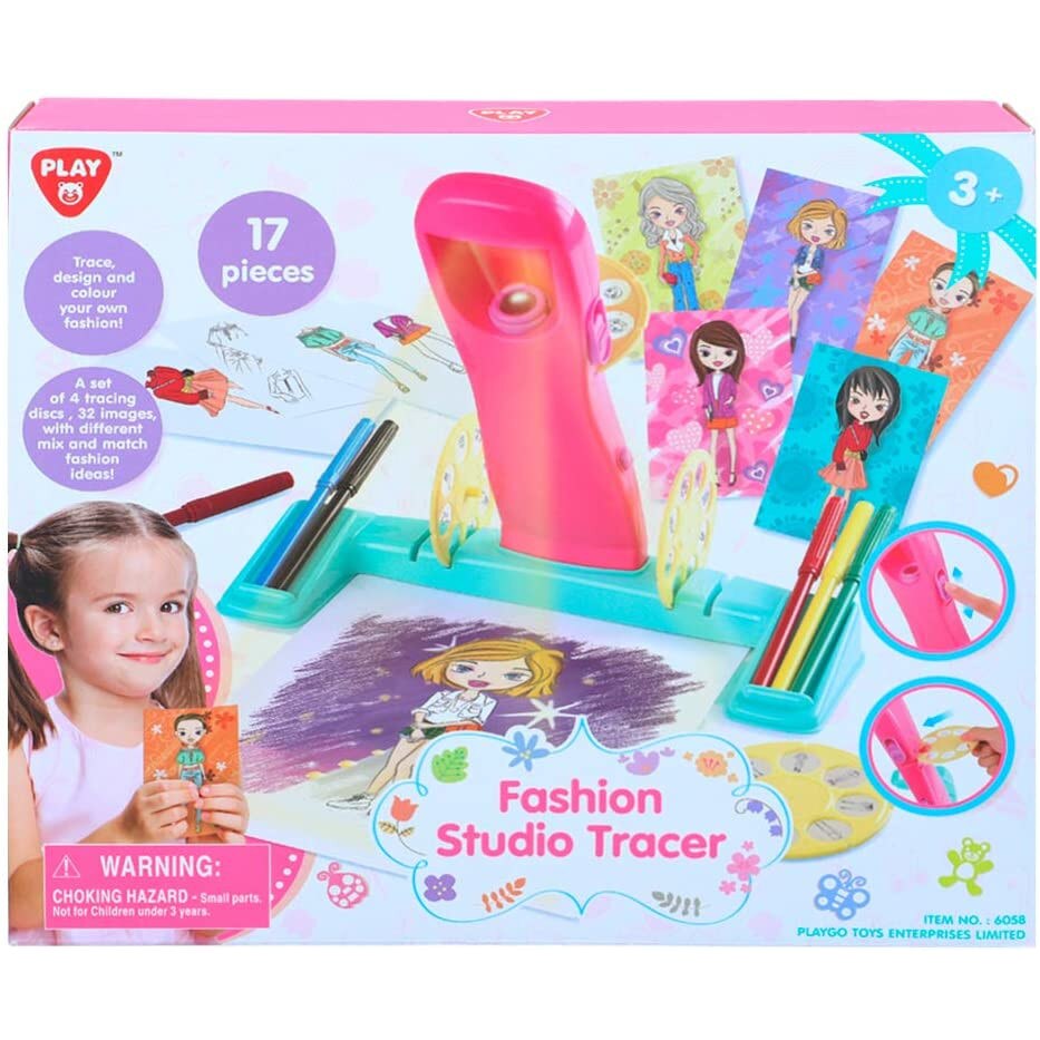 Proiector desen PlayGo Studio de moda cu 4 discuri si markere