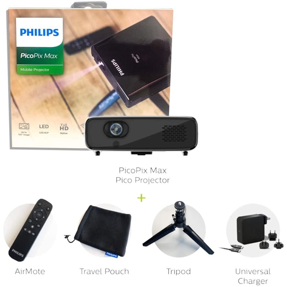 Преносим проектор Philips PicoPix Micro/INT, Wi-Fi, LED, Вградена ...