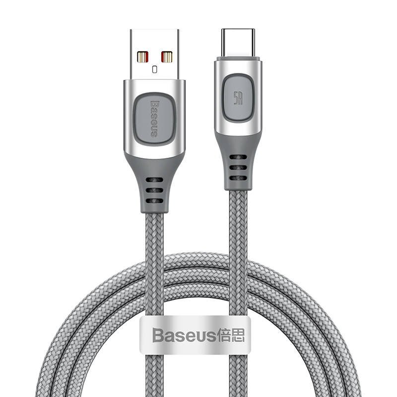 Cablu USB-C incarcare rapida Baseus Flash, QC 3.0, Huawei SCP, Samsung AFC, 5A, 1m, Silver