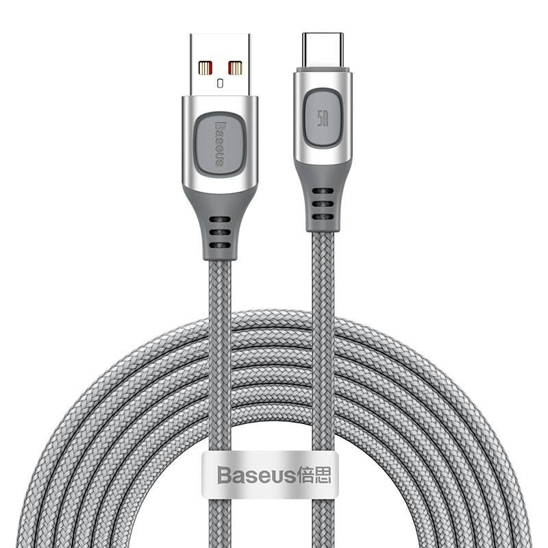 Cablu USB-C incarcare rapida Baseus Flash, QC 3.0, Huawei SCP, Samsung AFC, 5A, 2m, Silver