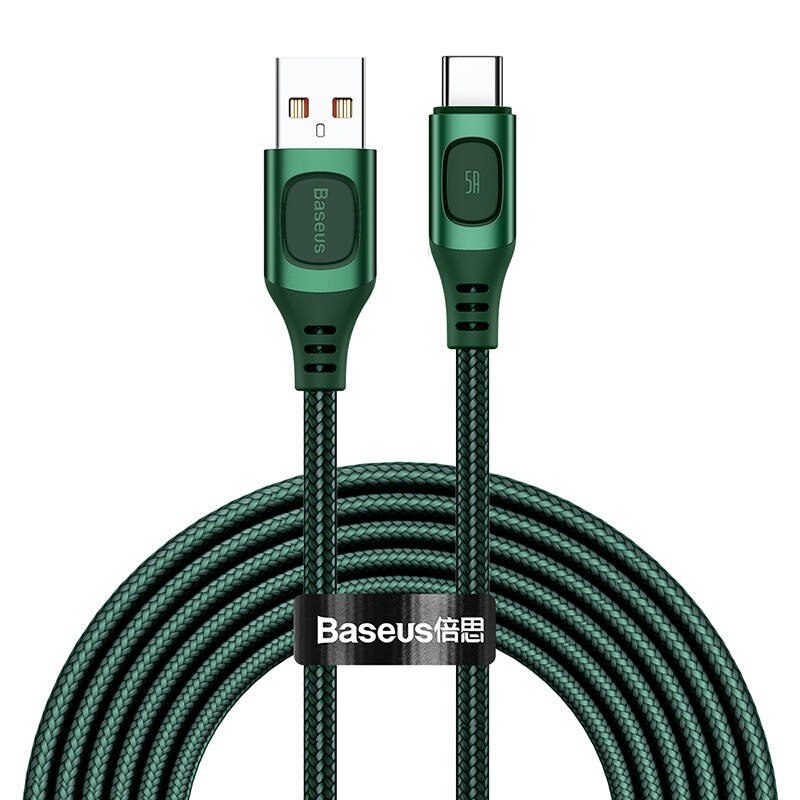 Cablu USB-C incarcare rapida Baseus Flash, QC 3.0, Huawei SCP, Samsung AFC, 5A, 2m, Verde