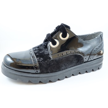 Pantofi negri din piele lacuita si catifea, Melania, 36 EU Pantofi negri din piele lacuita si catifea, Melania, 36 EU