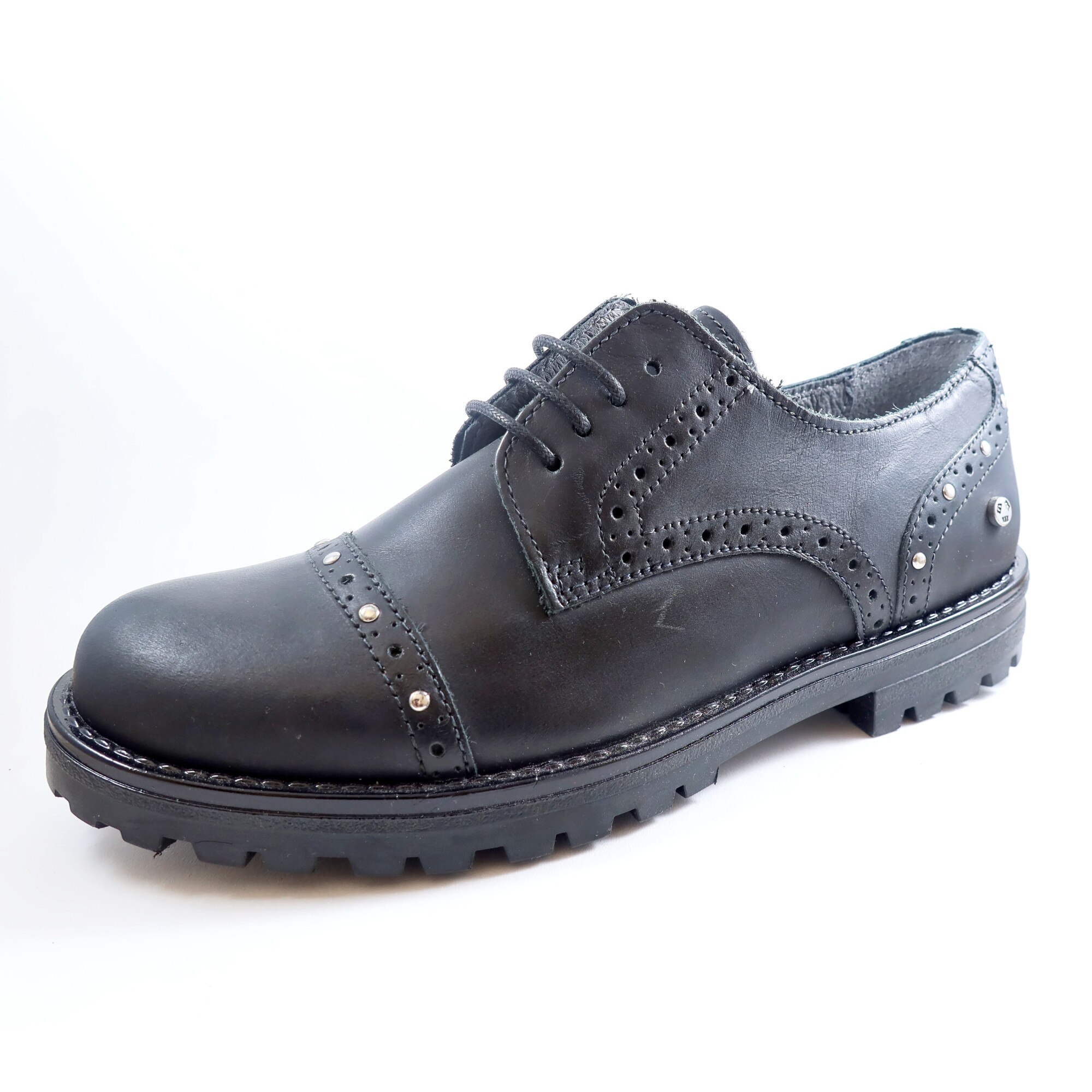 Pantofi Oxford negri cu tinte, Melania, 36 EU