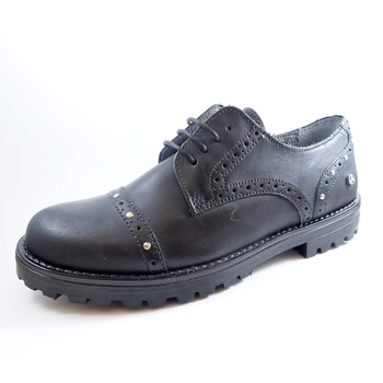 Pantofi Oxford negri cu tinte, Melania, 36 EU Pantofi Oxford negri cu tinte, Melania, 36 EU