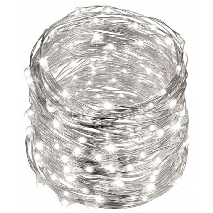 Instalatie Luminoasa 40 LED-uri, Culoare Alb Rece, Lungime 200cm, Alimentare pe Baterii