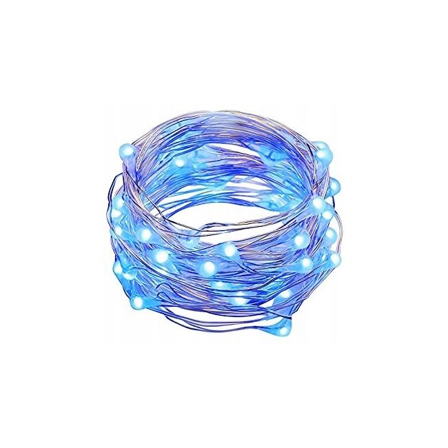 Instalatie Luminoasa 20 LED-uri, Culoare Albastru, Lungime 200cm, Alimentare pe Baterii
