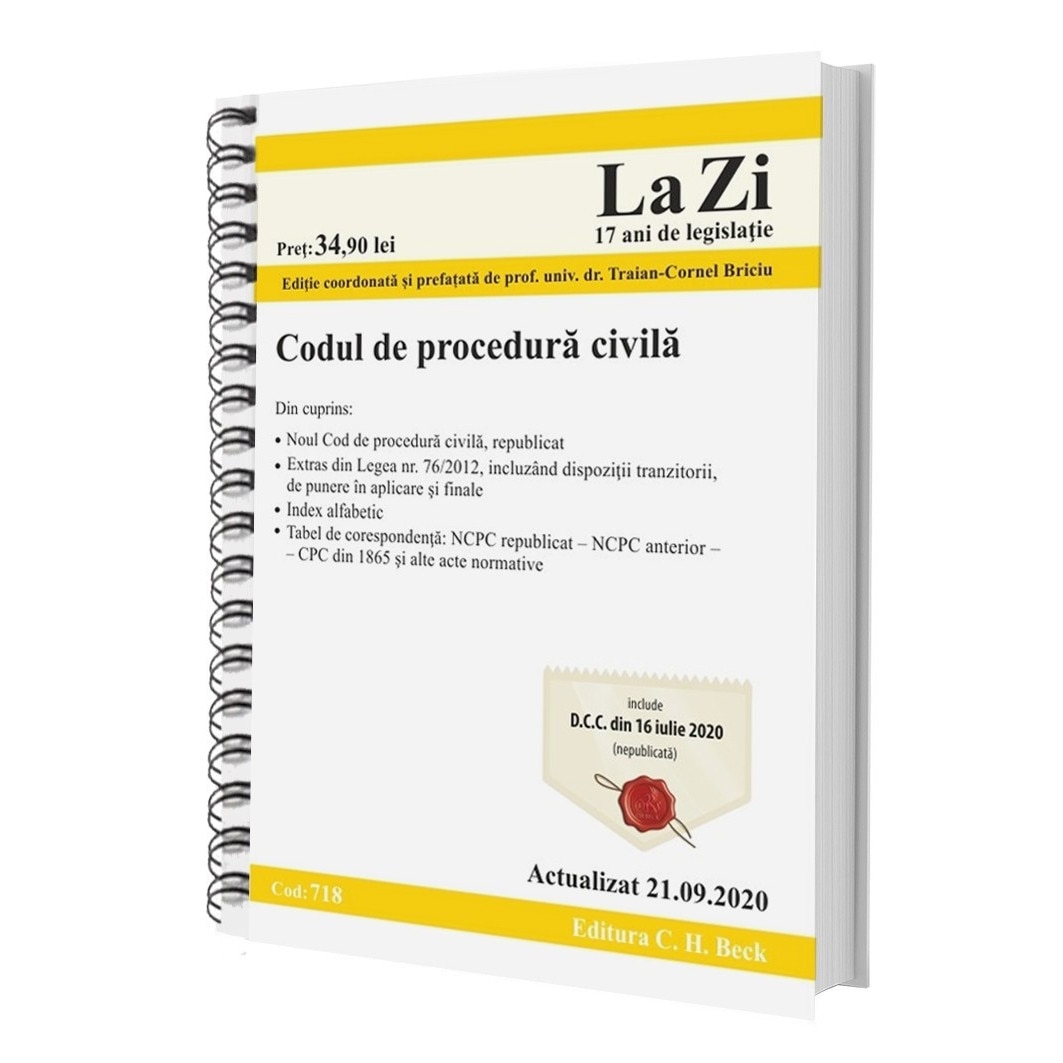 Codul De Procedura Civila Cod 718 Actualizat La 21 09 2020 Traian Cornel Briciu Emag Ro