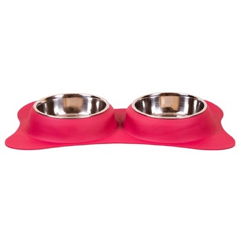 Set castron King roz hranire animale 2×0.24L Set castron King roz hranire animale 2×0.24L