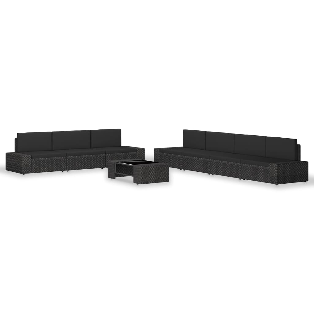 Set de 8 piese de mobilier gradina vidaXL, Poliratan, 58,5 x 65,5 x 52 cm Negru