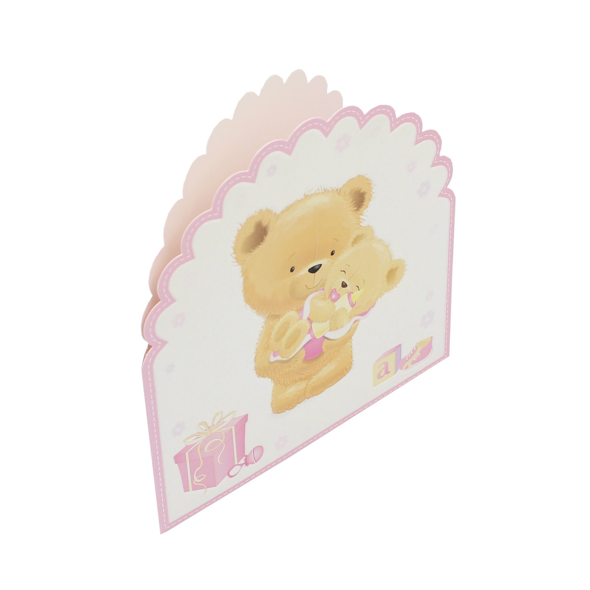 Felicitare Gold Teddy Baby Girl