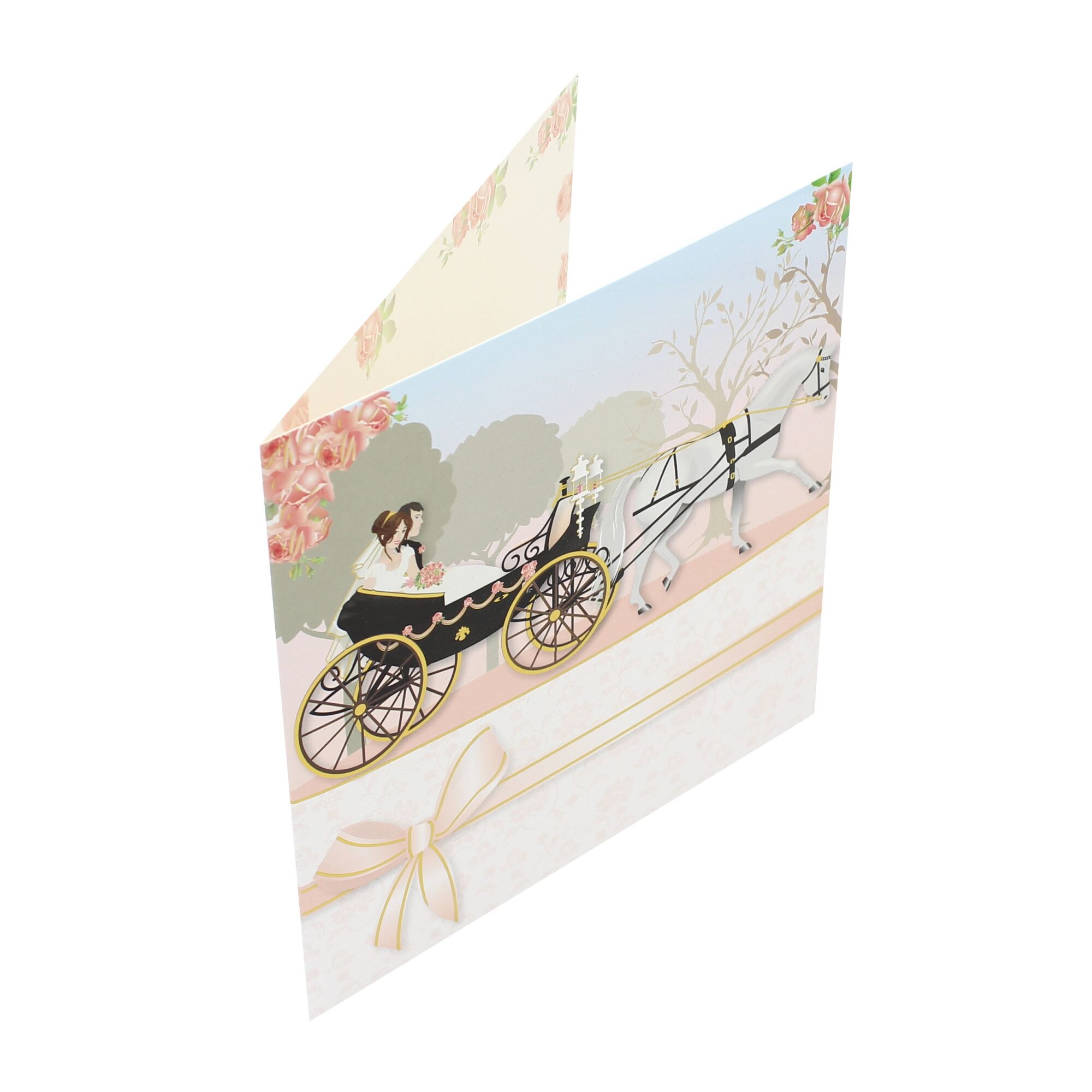 Felicitare Gold Wedding Carriage