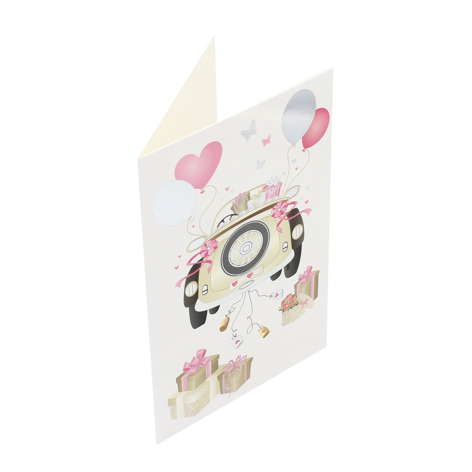 Felicitare Gold Marriage Car