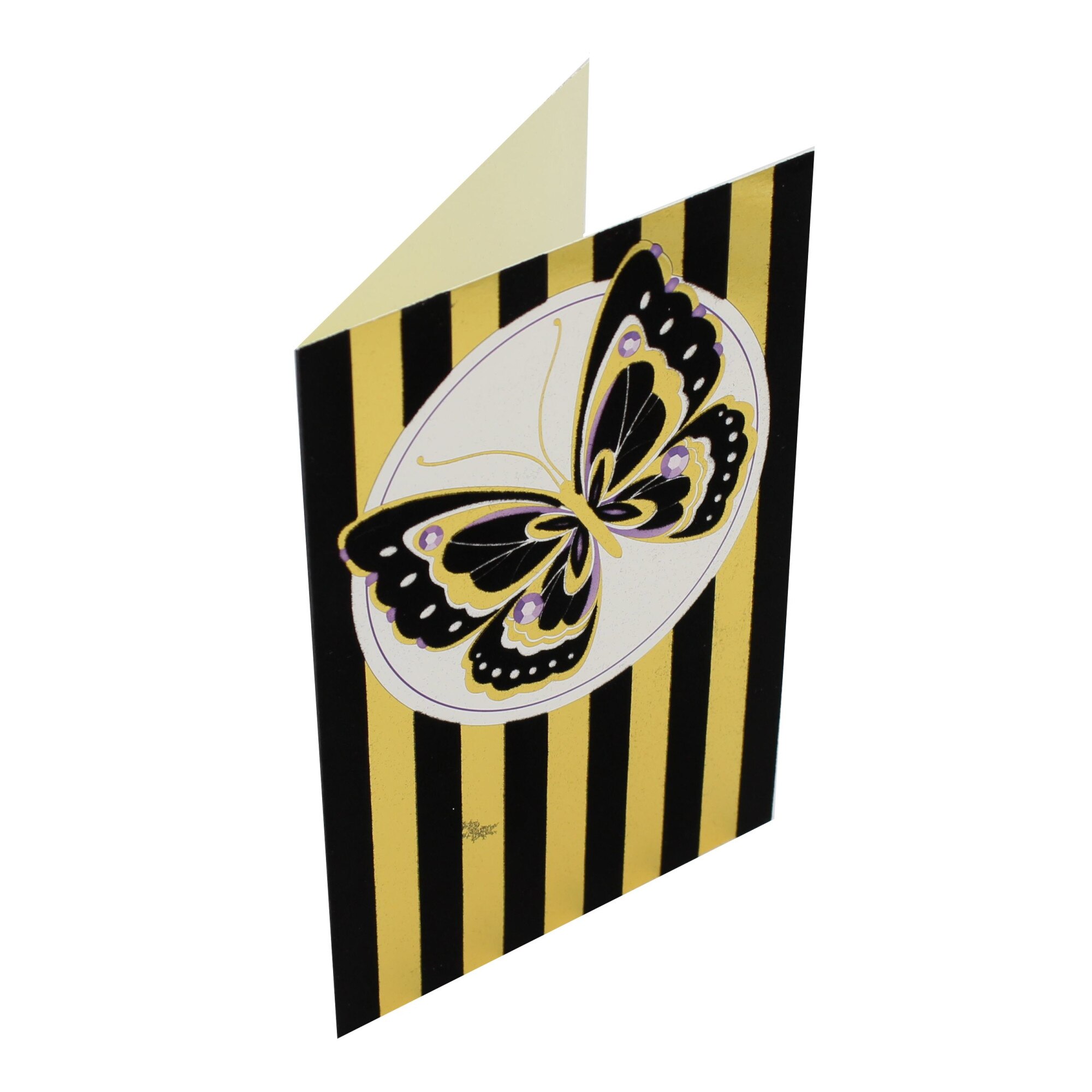 Felicitare Gold Stripe Butterflies