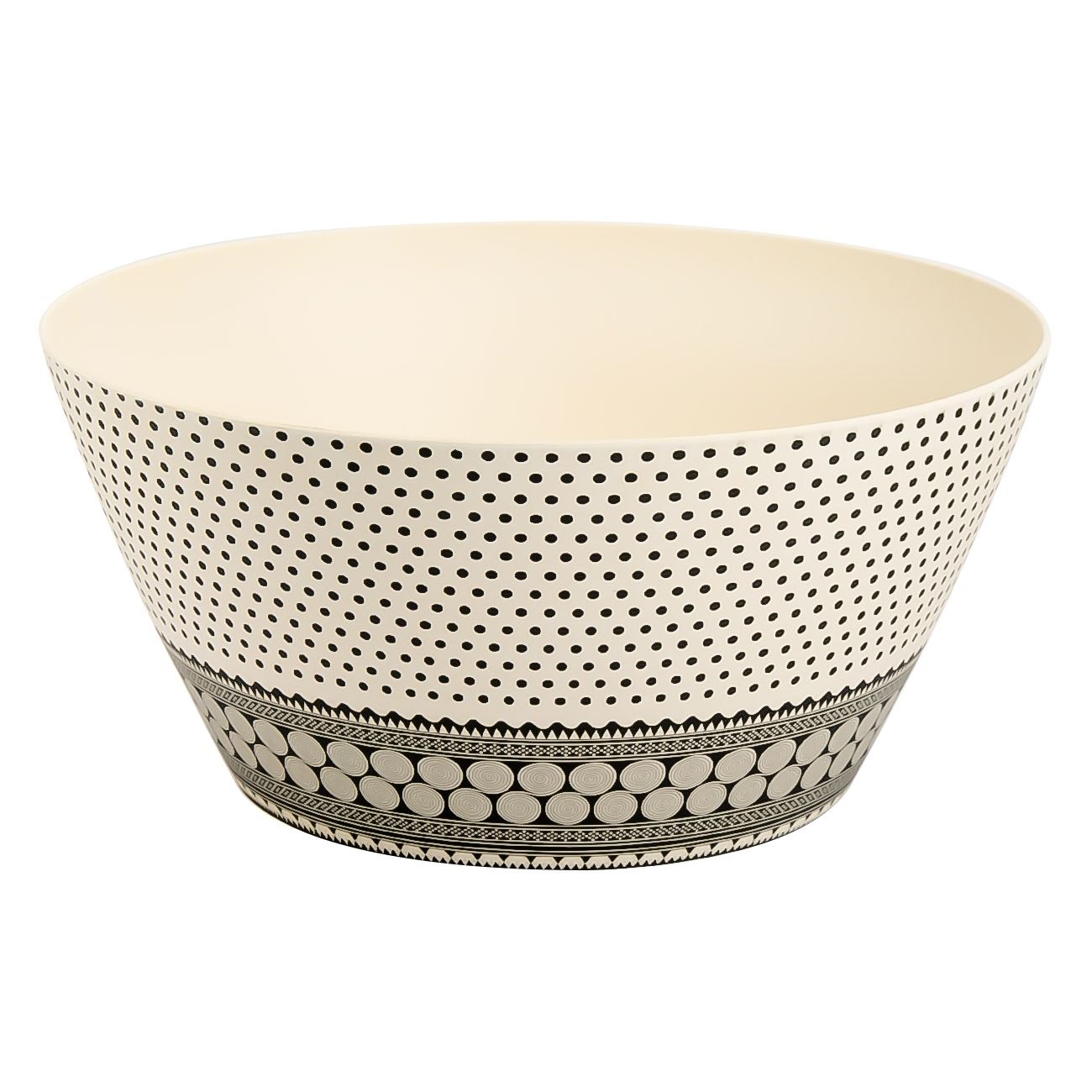 Bol Rotund Servire, New Line, Fibre de Bambus, Buline Negre, 3.6 litri, Bej