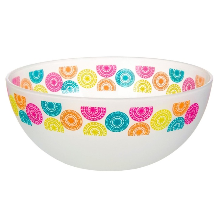 Bol din plastic Shopiens®, alb cu modele colorate, 400 ml