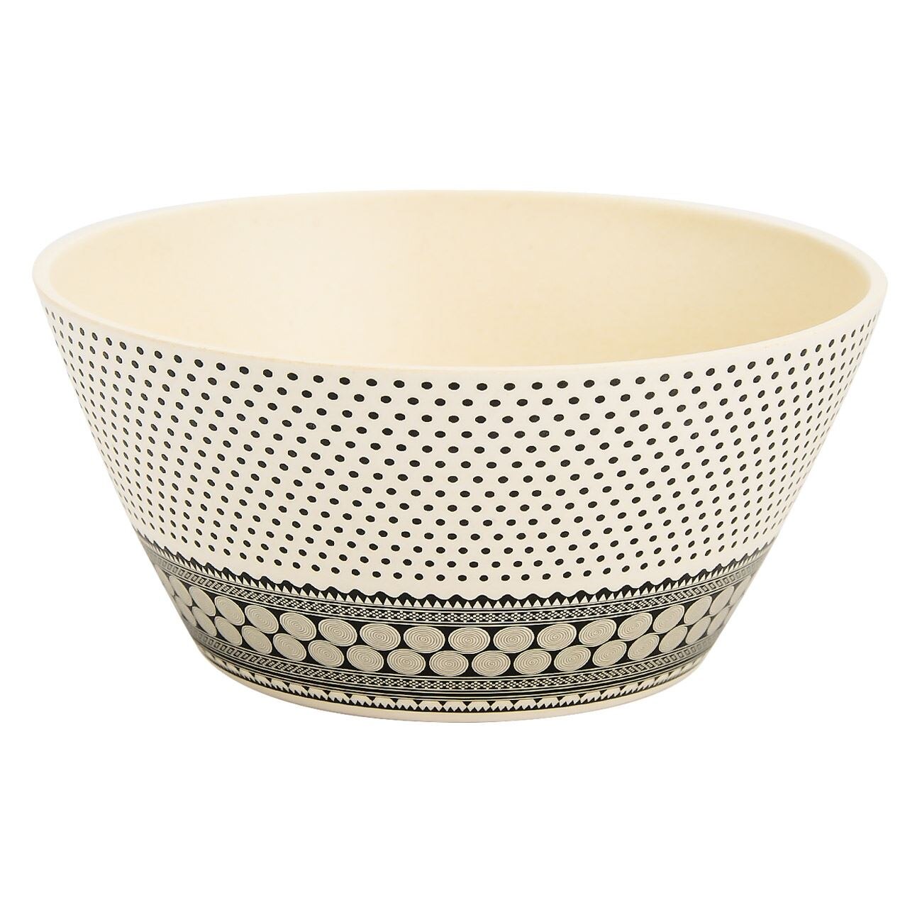 Bol Rotund de Servire, New Line, Fibre de Bambus, cu Buline, 700 ml, Bej