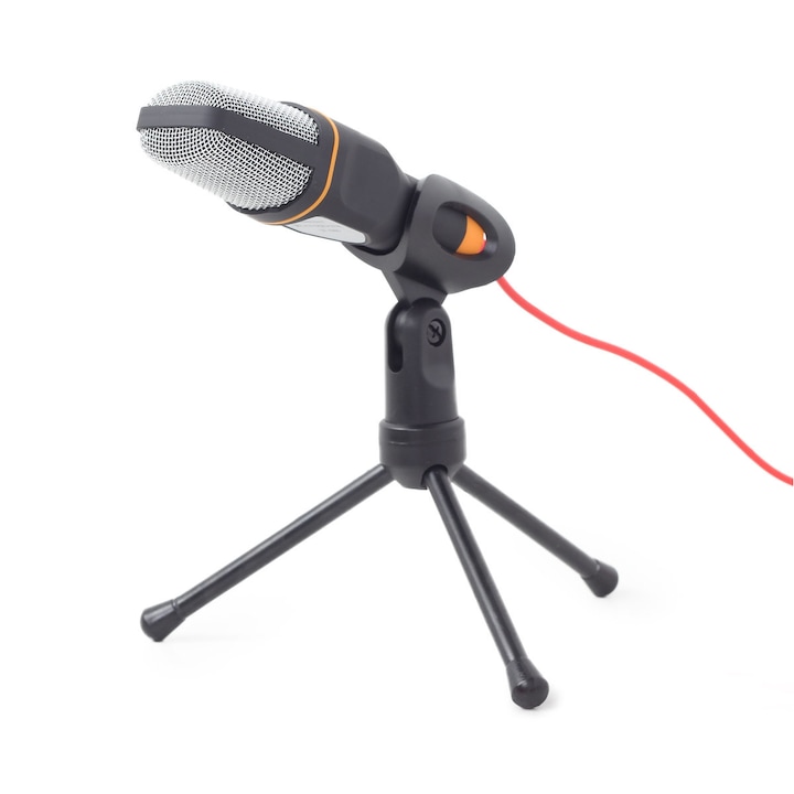 Gembird Irodai mikrofon állvánnyal, 1.2 m kábellel és 3.5 m jack csatlakozóval, fekete