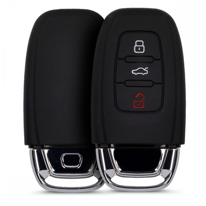 Husa Cheie Auto pentru Audi - 3 Butoane, Silicon, Negru, 40219.01