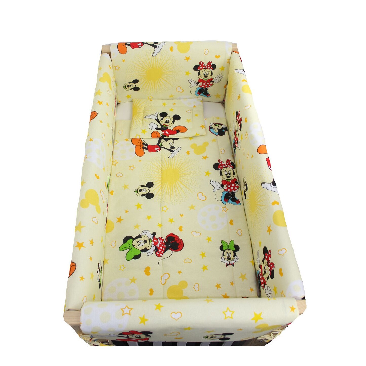 Lenjerie 7 piese, Maxi, Minnie si Mickey, galben, 120x60cm