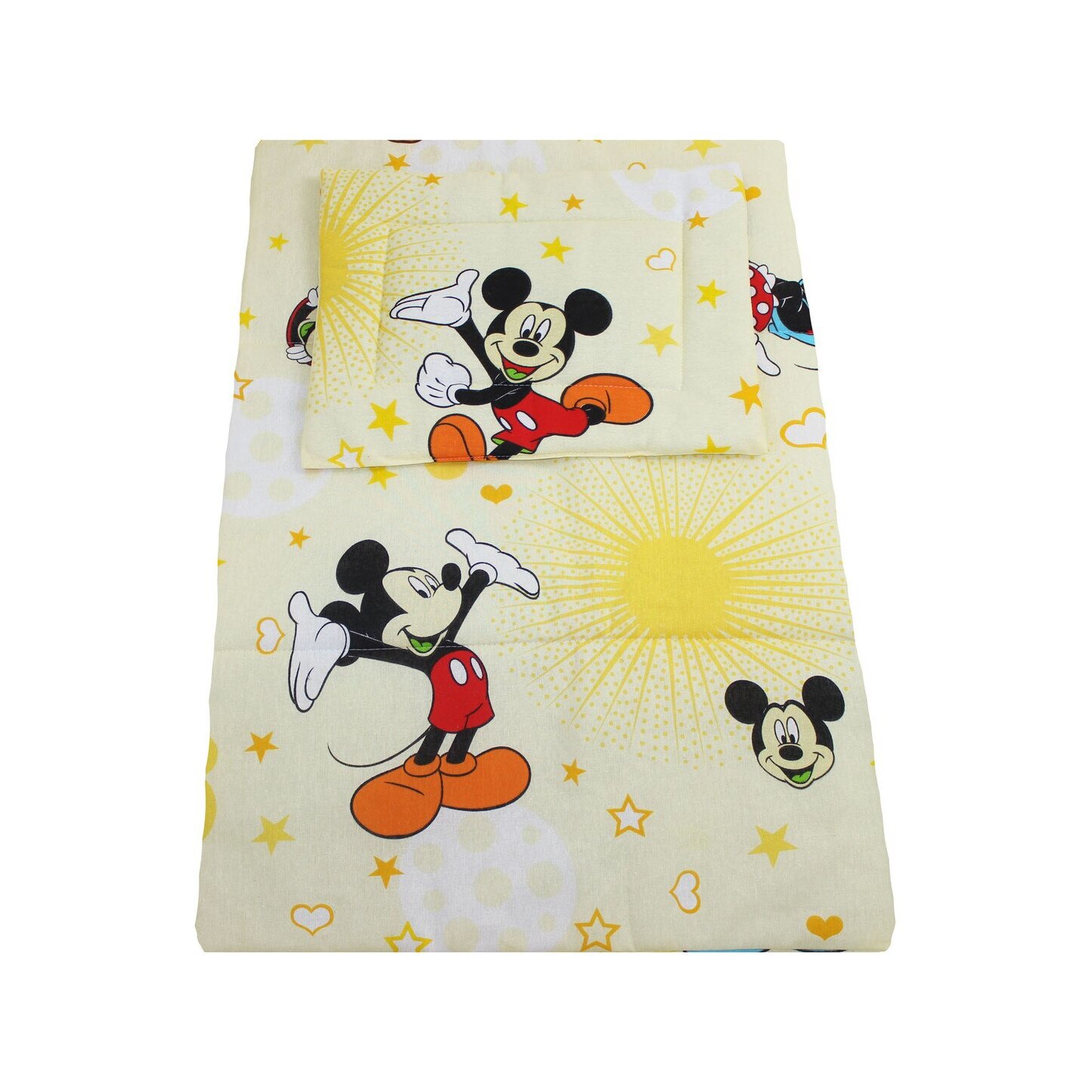 Set lenjerie 3 piese, Minnie si Mickey, galben, 120x60cm