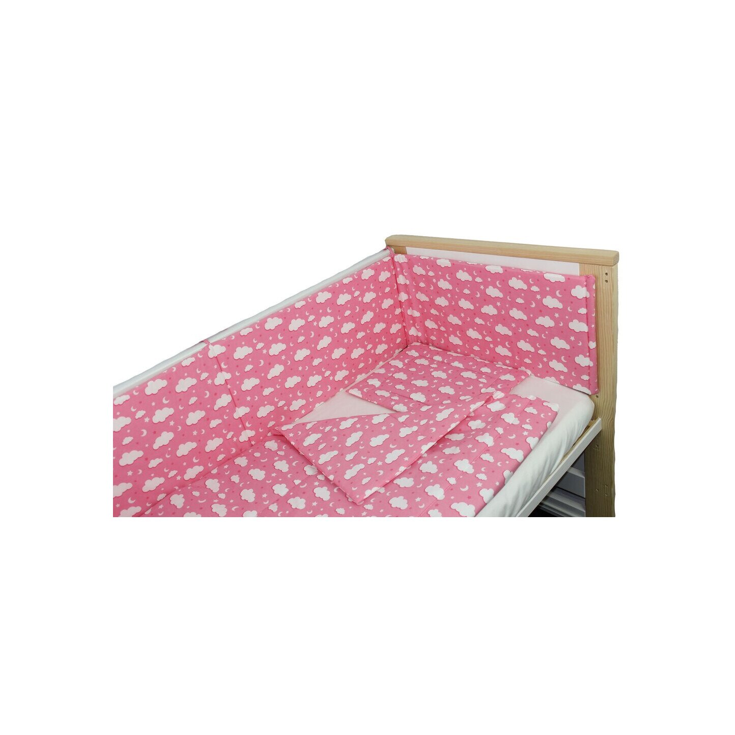 Lenjerie 5 piese, norisori si stelute, roz, 120x60cm