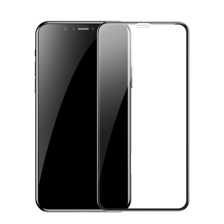 Стъклен протектор Baseus Full Coverage 3D Tempered Glass за iPhone 11 Pro Max, iPhone Xs Max, черен
