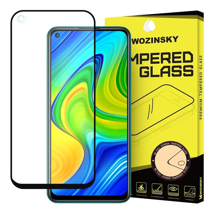 Стъклен протектор Wozinsky Tempered Glass Full за Xiaomi Redmi 10X 4G, Xiaomi Redmi Note 9, черен