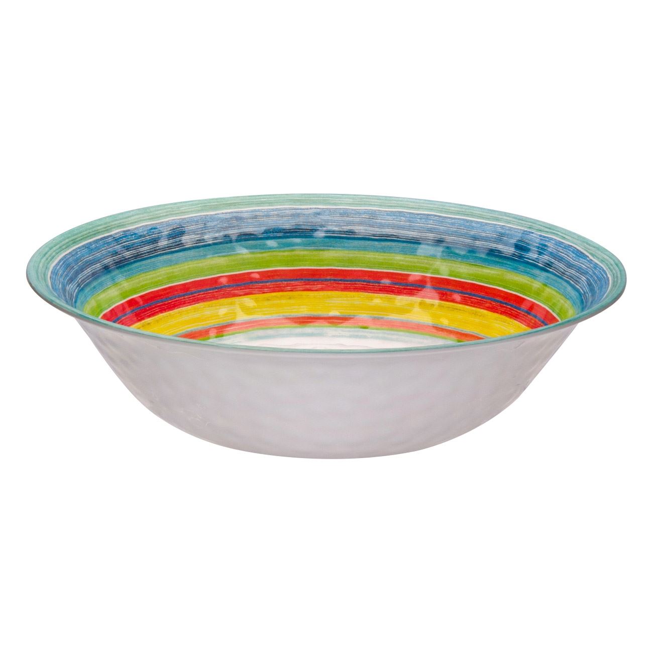 Bol Rotund de Servire, New Line, Melamina, cu Linii Multicolor, 1.85 Litri