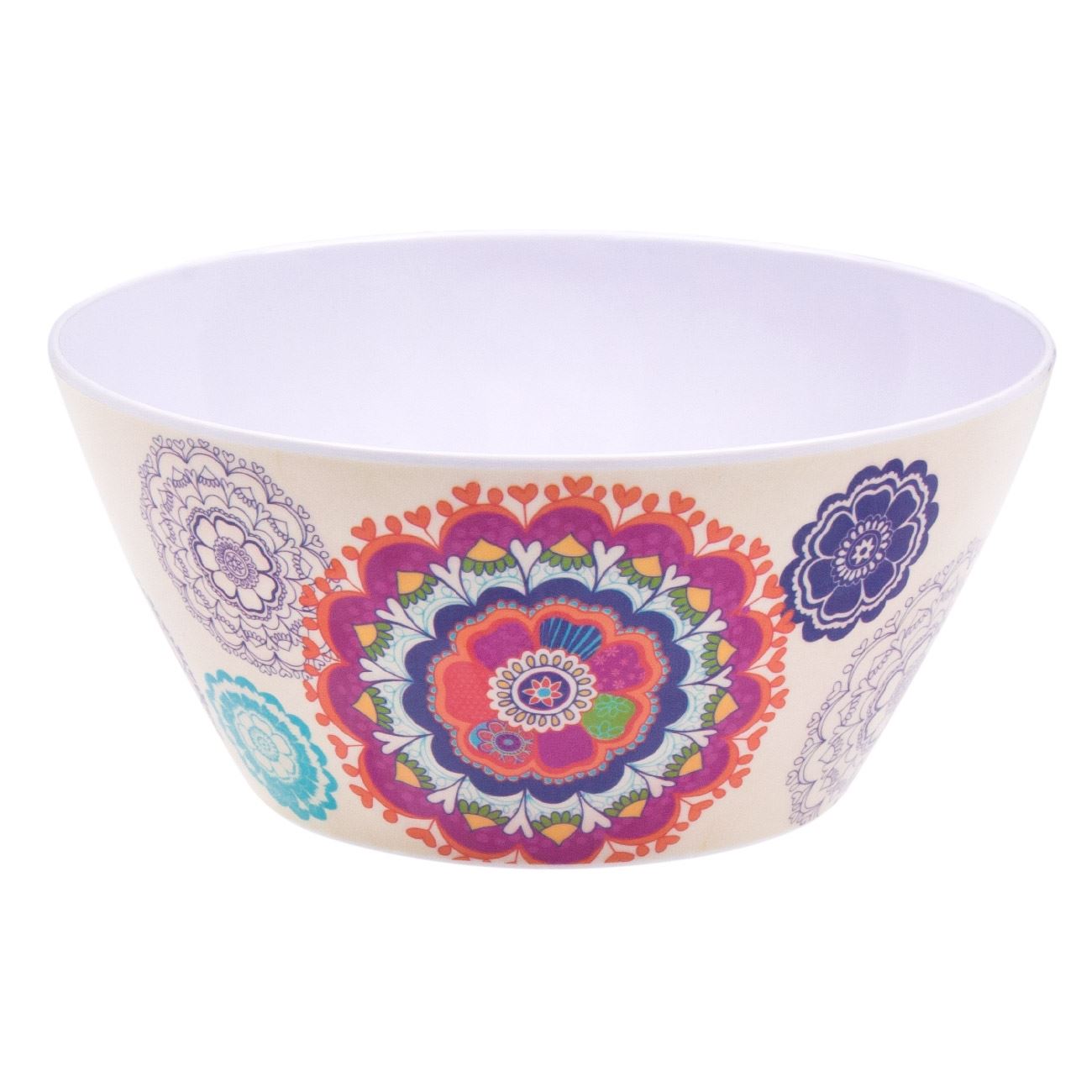 Bol Rotund de Servire, New Line, Melamina, cu Flori, 1.3 Litri, Multicolor