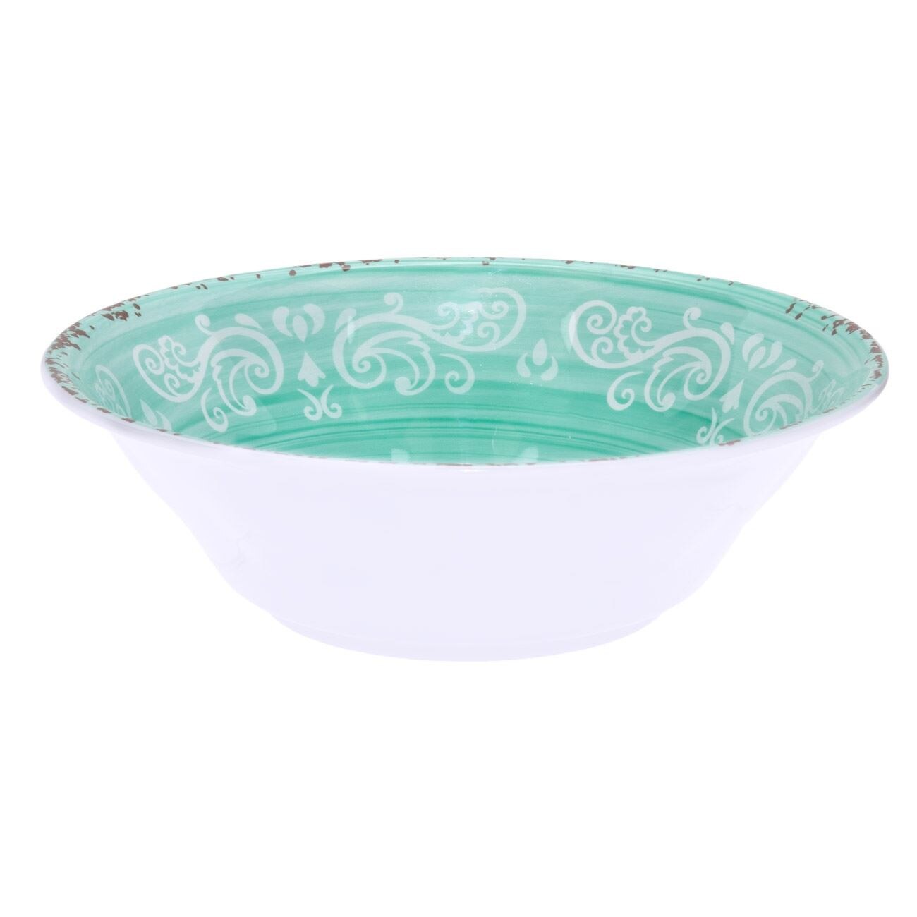 Bol Servire, New Line, model cu design, 335 ml, Alb/Verde