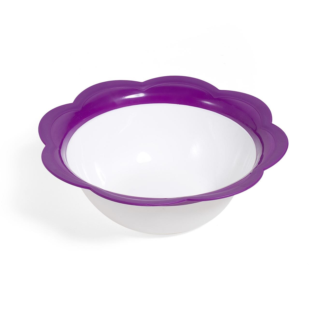 Bol Universal de Servire, New Line, Plastic, model Floare, 2 Litri, Alb/Mov