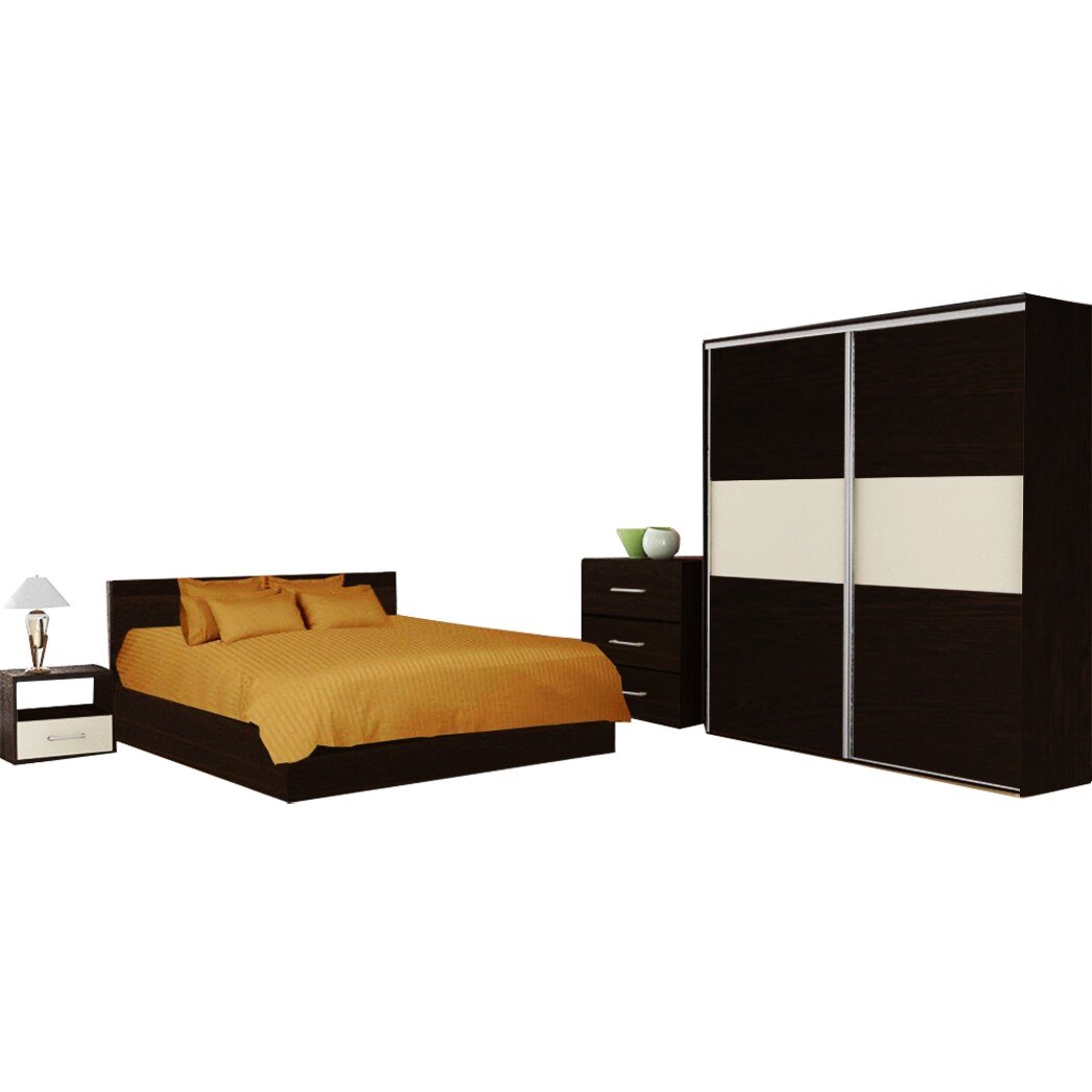 Dormitor Praga, dulap 200x160x60, Wenge/Crem