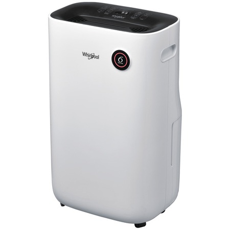Dezumidificator Whirlpool DE20W2525, 20 l/24 h, Rezervor 6.5 l, 6th Sense, Control touch, Indicator LED, Functie uscare rufe, Alb