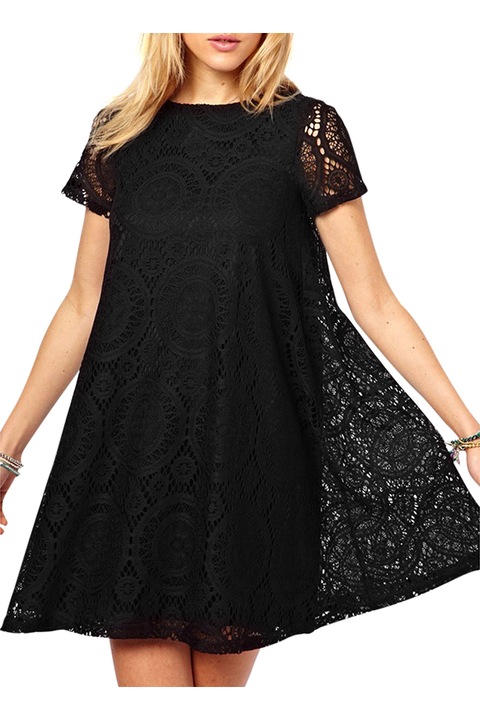 Рокля Eviza, Разкроена, Дантела, Черна