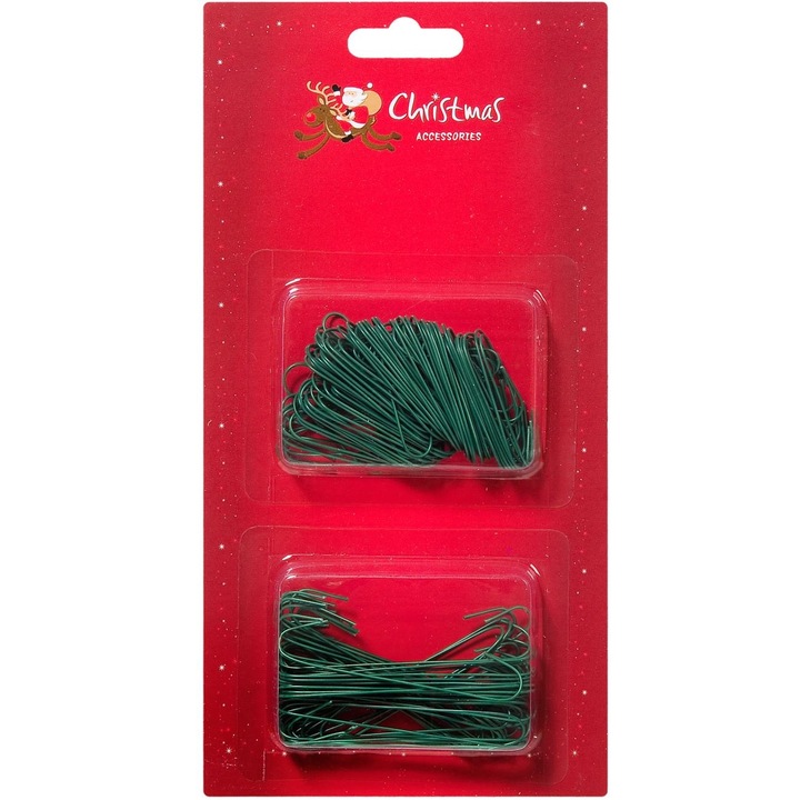 Set 150 carlige verzi de Craciun, 2 marimi, Lioness