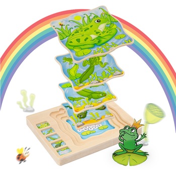 Puzzle suprapus Ciclul Vietii, Broscuta, din lemn - Krista® Puzzle suprapus Ciclul Vietii, Broscuta, din lemn - Krista®