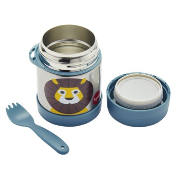 Cutie alimentara, 3Sprouts, inox, cu lingura-furculita, model Leu, 335 ml Cutie alimentara, 3Sprouts, inox, cu lingura-furculita, model Leu, 335 ml