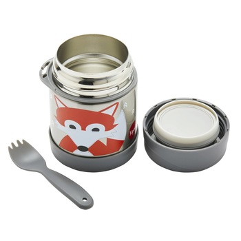 Cutie alimentara, 3Sprouts, inox, cu lingura-furculita, model Vulpe, 335 ml Cutie alimentara, 3Sprouts, inox, cu lingura-furculita, model Vulpe, 335 ml