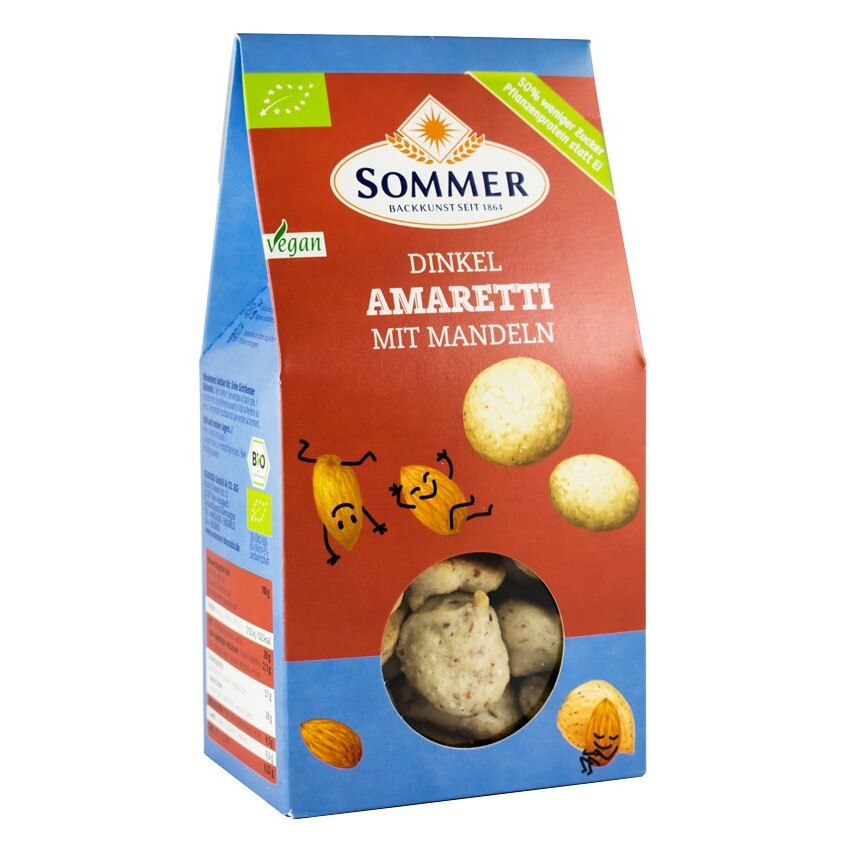 Biscuiti amaretti din faina de grau spelta cu migdale, bio, Sommer, 125g