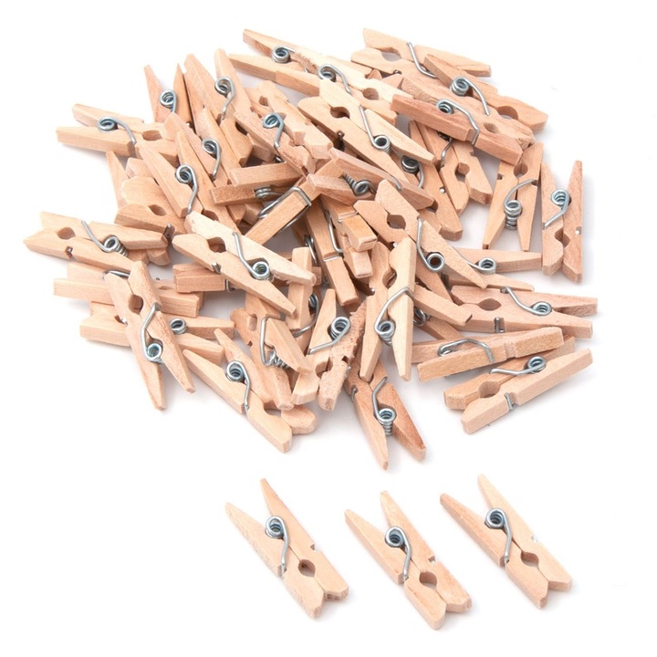 Set 50 clești de culoare naturală pentru creații, dimensiune 2.5x0.5cm, pentru băieți