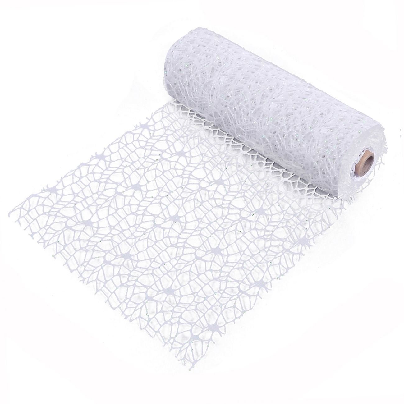 Decoratiune alba lucioasa de Craciun, Lioness, 5 m x 24 cm