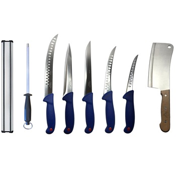 Pachet Profesional de Macelarie Butcher-8PCS, 5 Cutite + Satar + Masat pentru Ascutit + Suport Magnetic, DBD031 Pachet Profesional de Macelarie Butcher-8PCS, 5 Cutite + Satar + Masat pentru Ascutit + Suport Magnetic, DBD031