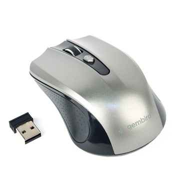 Mouse Wireless Gembird , 800 - 1200 - 1600 dpi, 4 butoane, nano USB, gri cu negru Mouse Wireless Gembird , 800 - 1200 - 1600 dpi, 4 butoane, nano USB, gri cu negru
