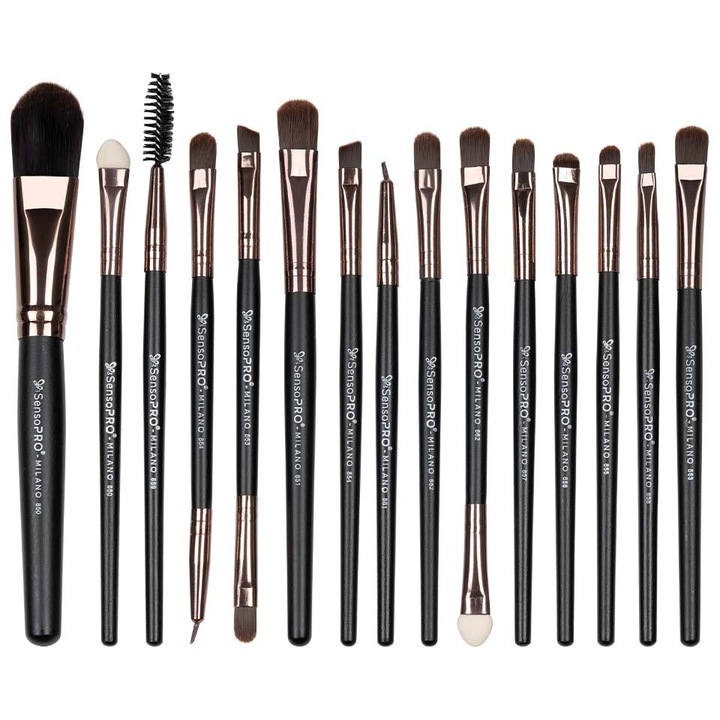 15 db SensoPRO Milano Travel Black Professzionális sminkecset készlet