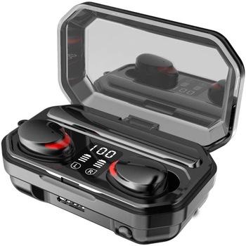 Casti bluetooth TWS, Pyramid, cutie de incarcare cu afisaj LED, M15, bluetooth V5.0, cutie cu inchidere magnetica Casti bluetooth TWS, Pyramid, cutie de incarcare cu afisaj LED, M15, bluetooth V5.0, cutie cu inchidere magnetica